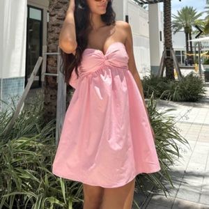 Pink Babydoll Back Bow Dress